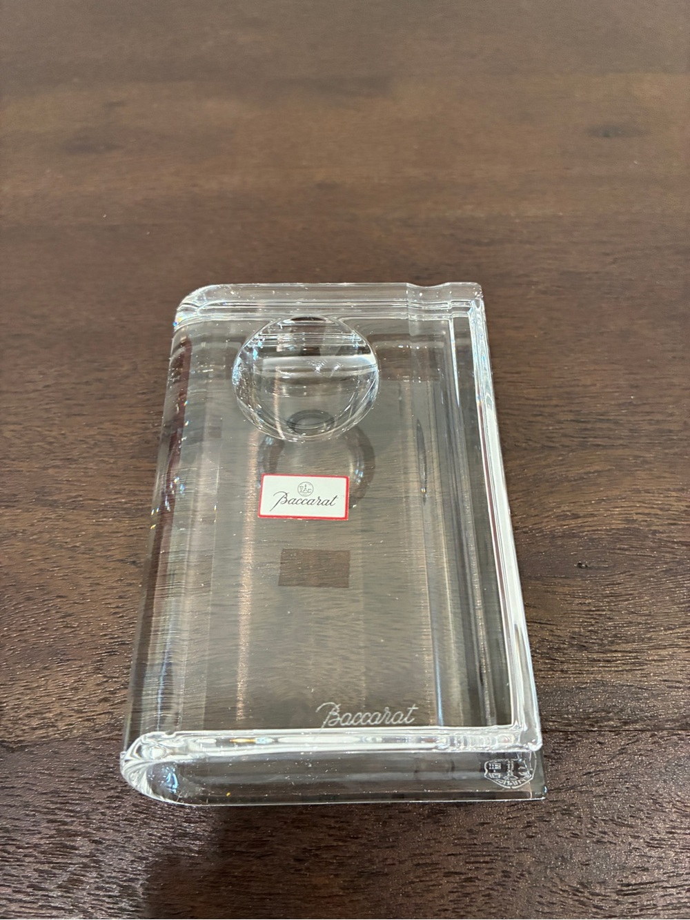 NIB Baccarat Crystal Book Paperweight Inkwell/Pen Rest